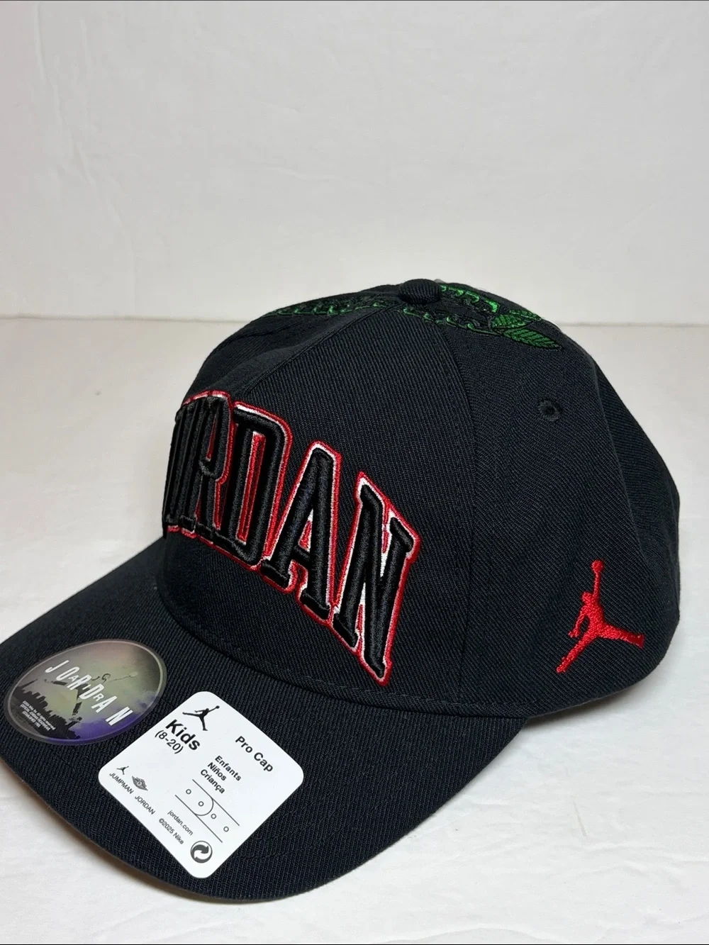 Jordan Jumpman Youth SnapBack Pro Cap Curved Brim Embroidered Black Red NWT